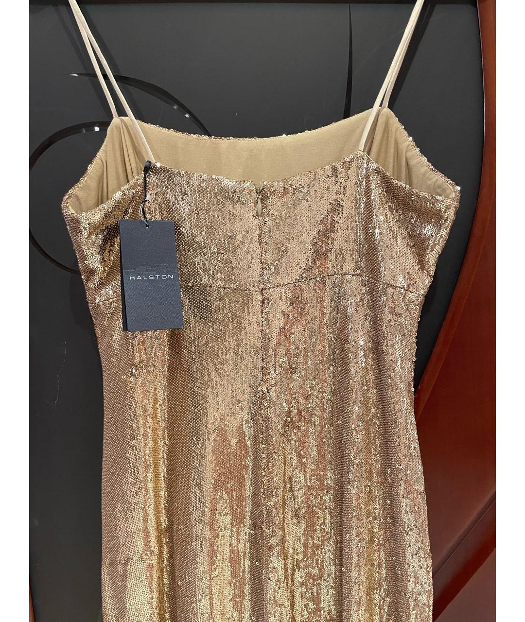 HALSTON HERITAGE Золотое полиэстеровое коктейльное платье, фото 4