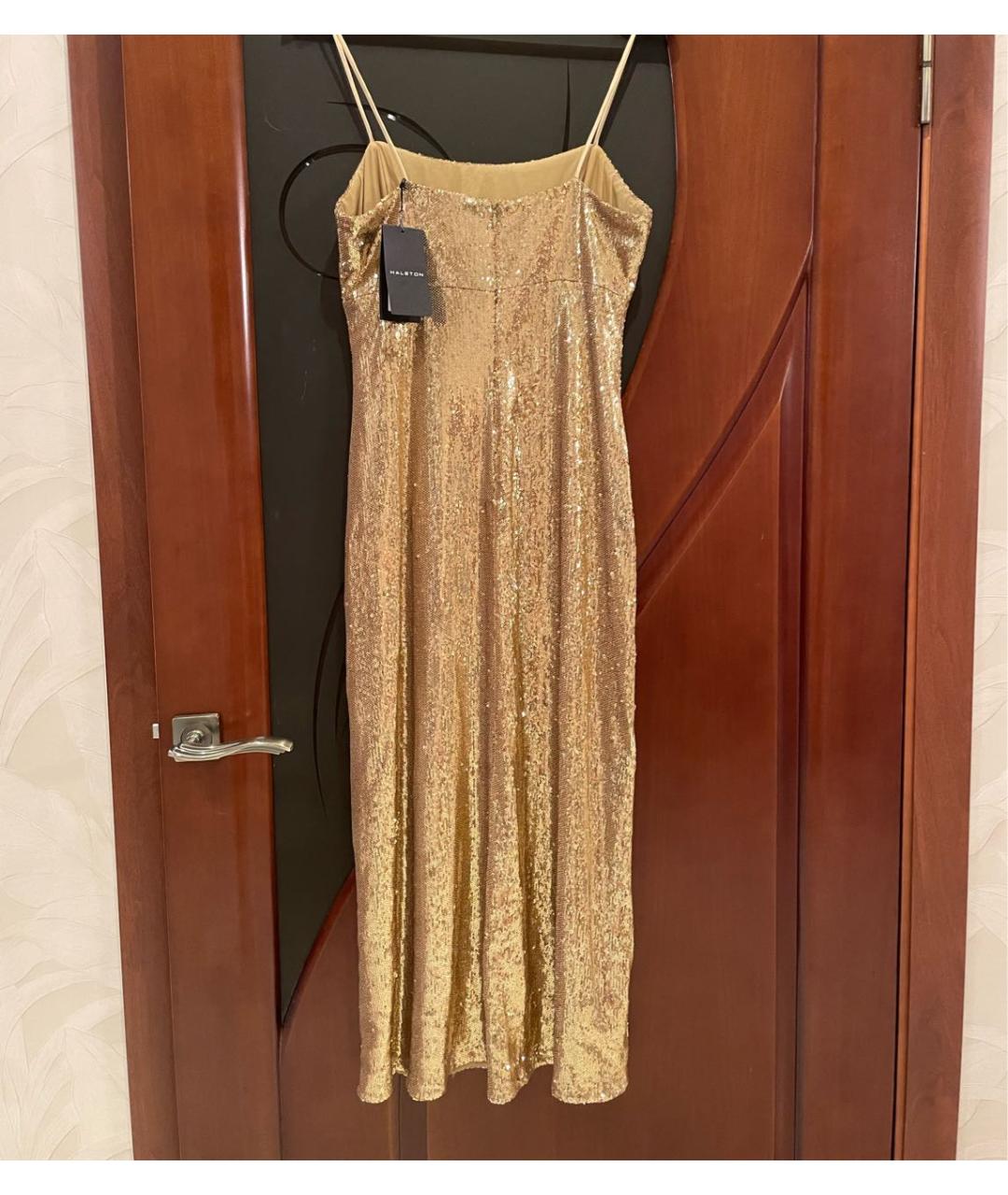 HALSTON HERITAGE Золотое полиэстеровое коктейльное платье, фото 2