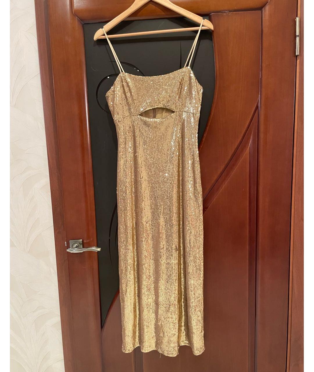 HALSTON HERITAGE Золотое полиэстеровое коктейльное платье, фото 8
