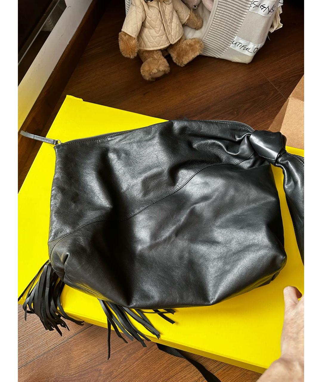 ISABEL MARANT Черная кожаная сумка с короткими ручками, фото 7