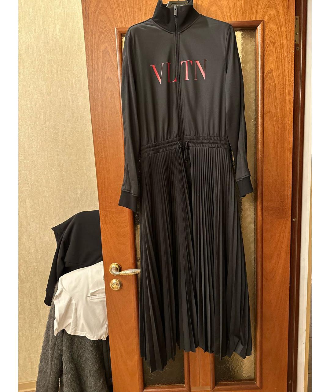 VALENTINO Черное вискозное повседневное платье, фото 5