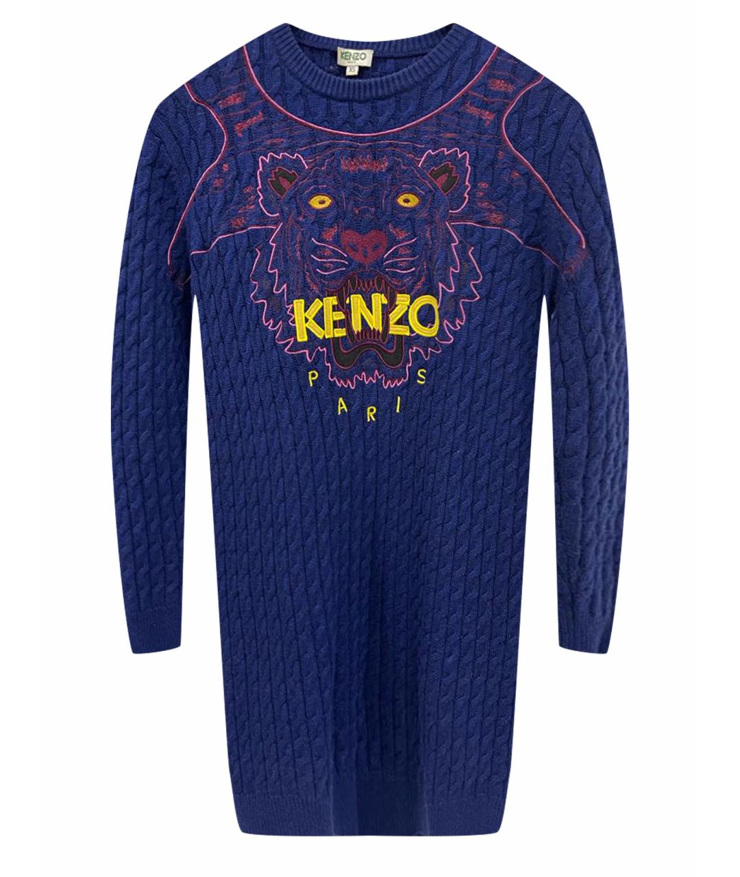 KENZO Темно-синее шерстяное повседневное платье, фото 1