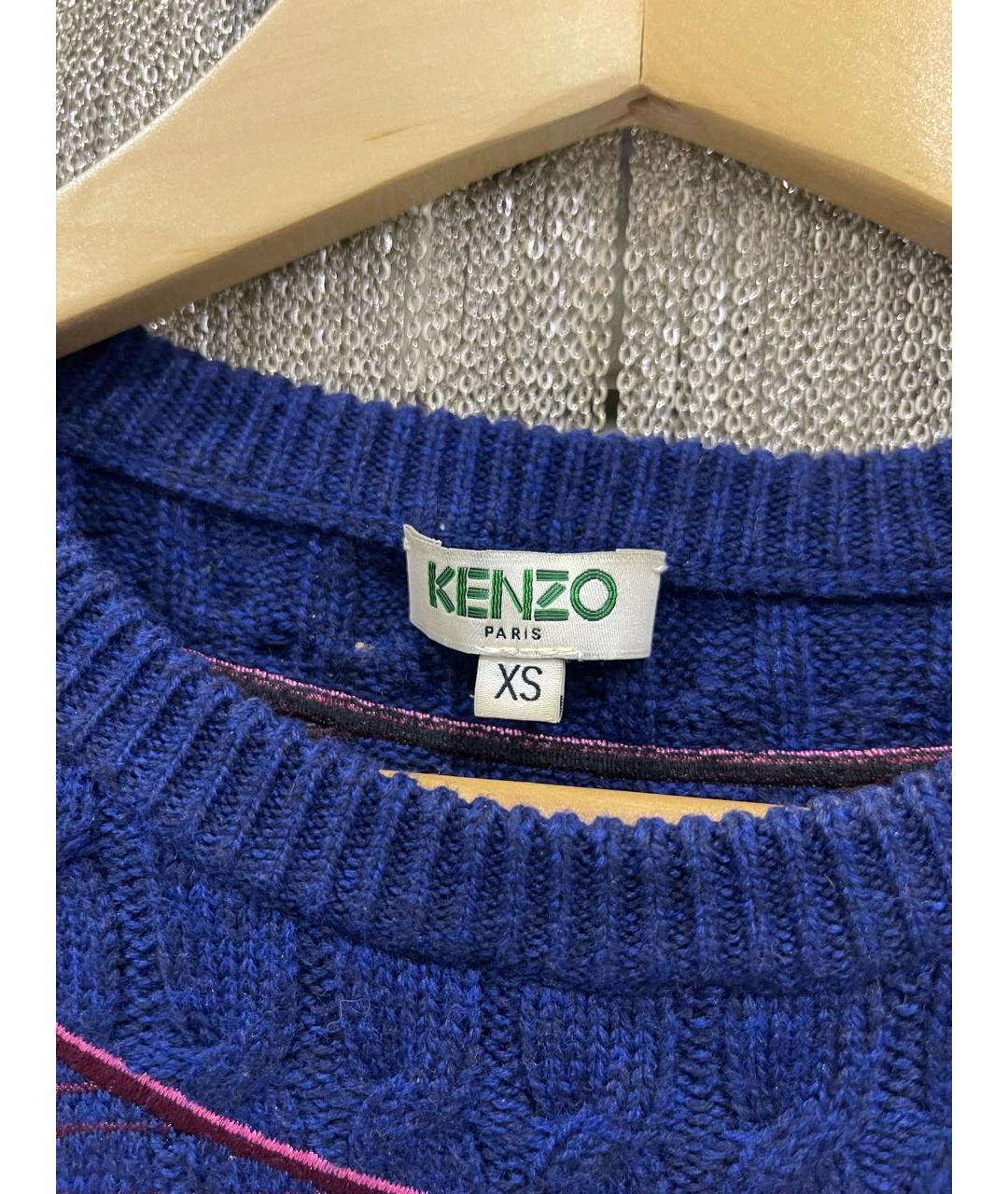 KENZO Темно-синее шерстяное повседневное платье, фото 3