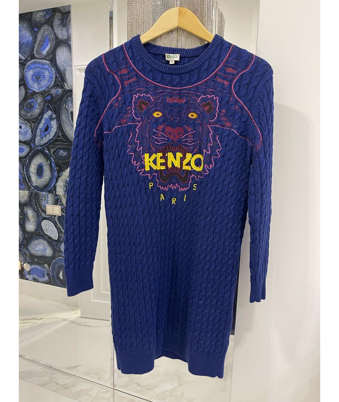 KENZO Темно-синее шерстяное повседневное платье, фото 5