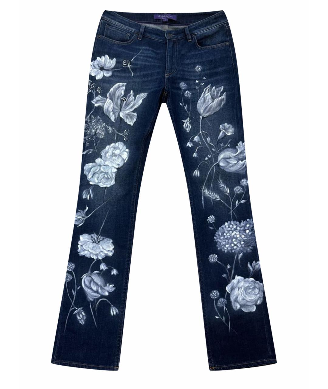 RALPH LAUREN PURPLE LABEL Темно-синие хлопко-эластановые джинсы слим, фото 1