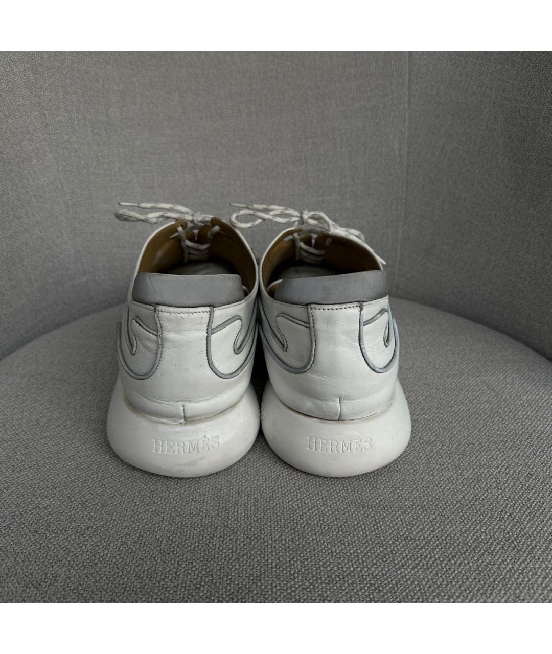 HERMES Белые кожаные низкие кроссовки / кеды, фото 2