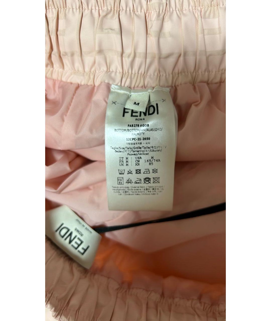 FENDI Розовые полиамидовые спортивные брюки и шорты, фото 4