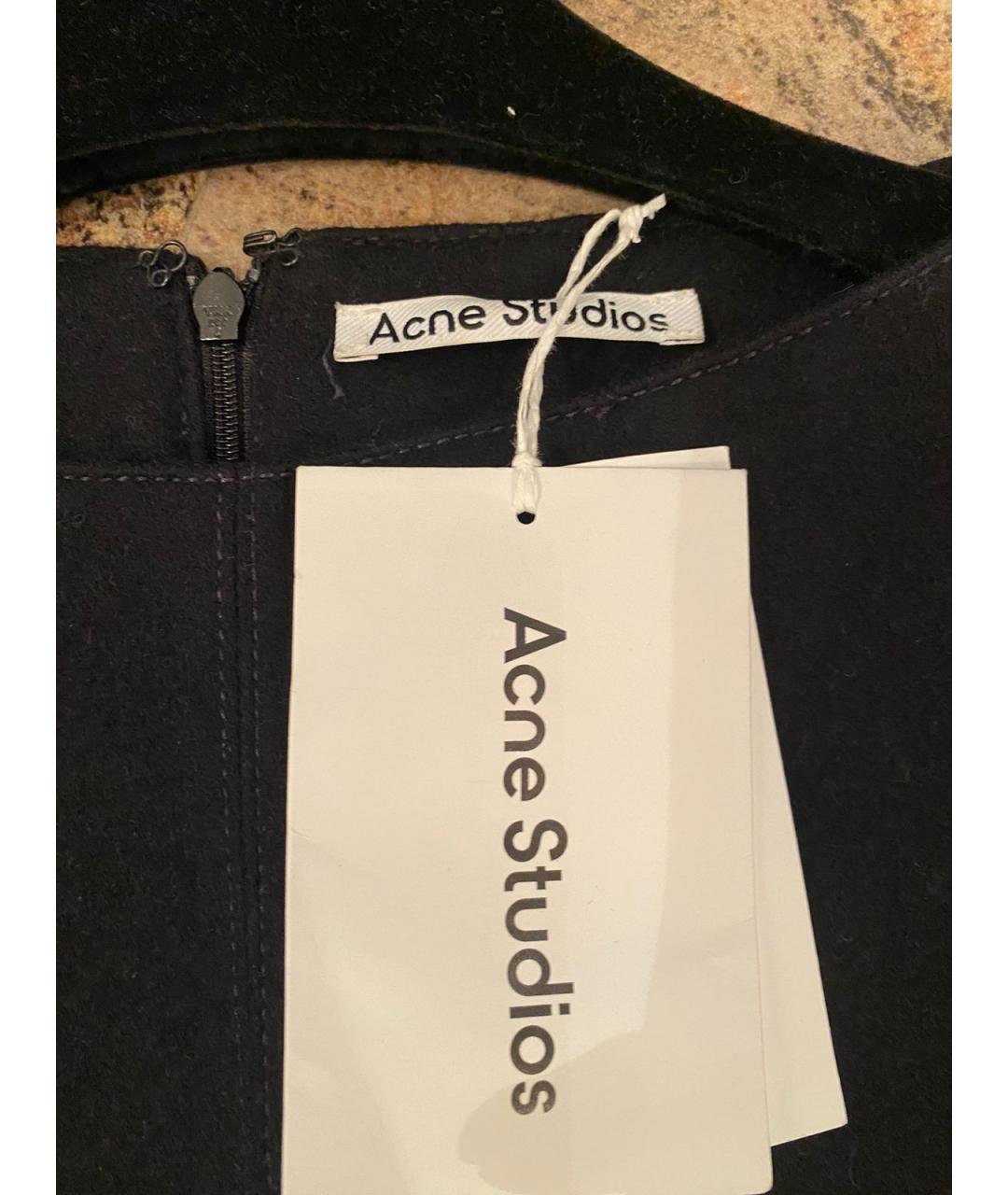 ACNE STUDIOS Черное шерстяное повседневное платье, фото 2