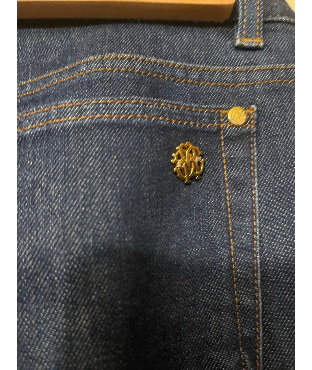 ROBERTO CAVALLI Синие хлопковые прямые джинсы, фото 6