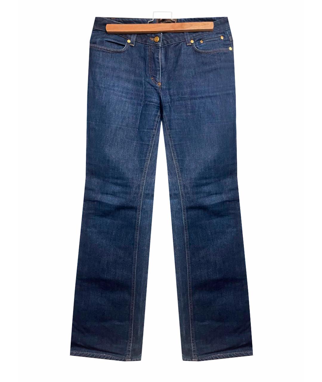 ROBERTO CAVALLI Синие хлопковые прямые джинсы, фото 1