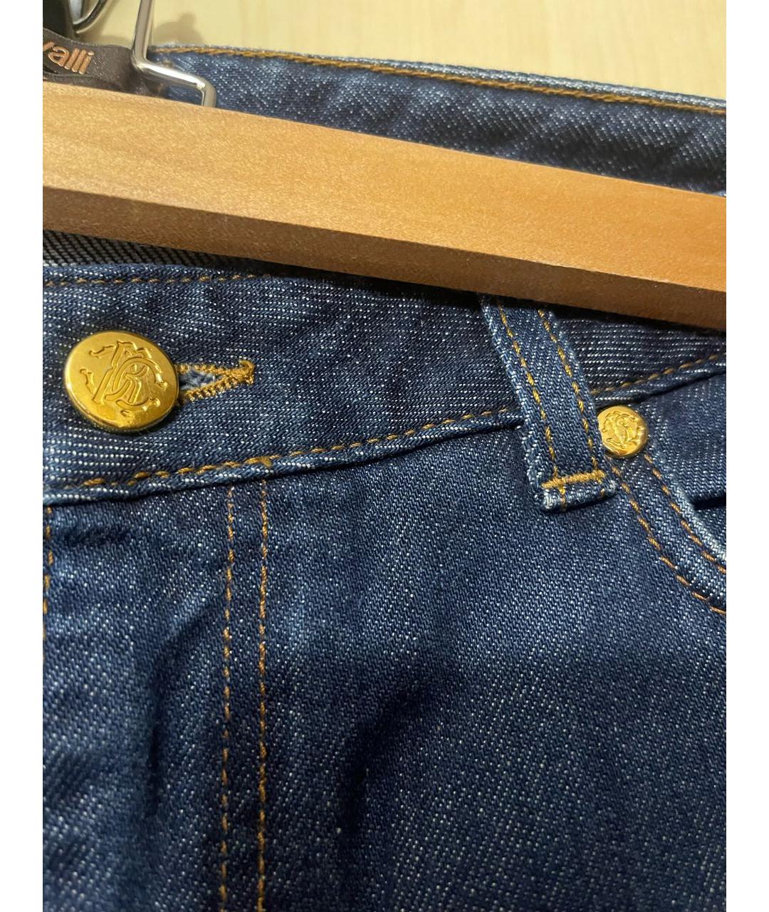 ROBERTO CAVALLI Синие хлопковые прямые джинсы, фото 5