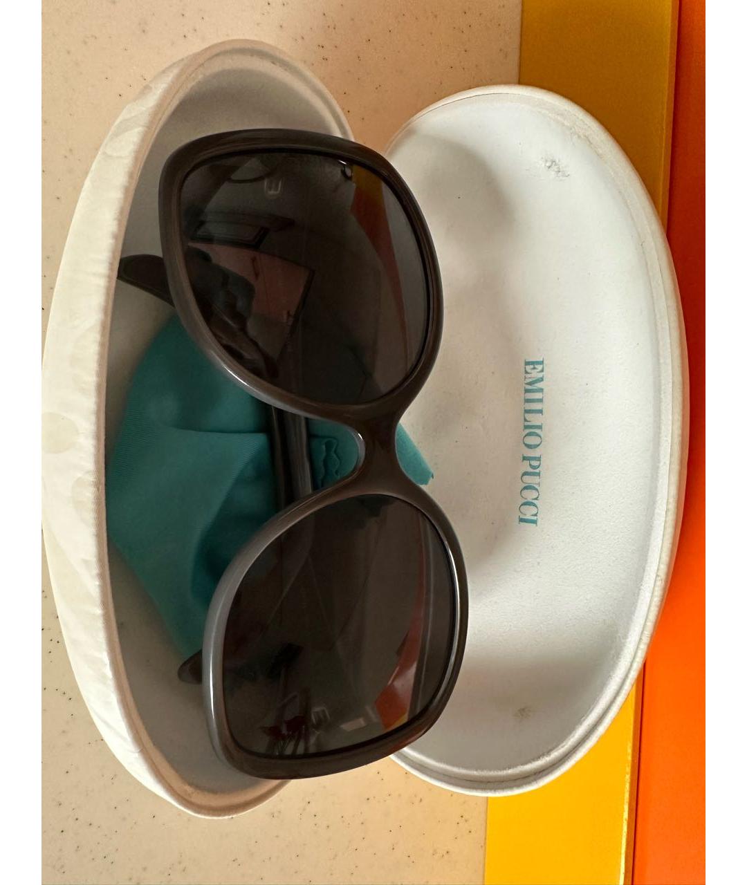 EMILIO PUCCI Антрацитовые пластиковые солнцезащитные очки, фото 6