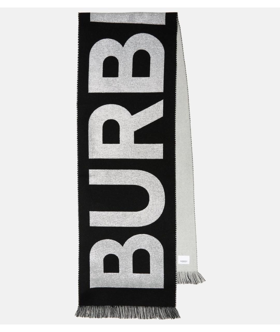 BURBERRY Черный шерстяной шарф, фото 4