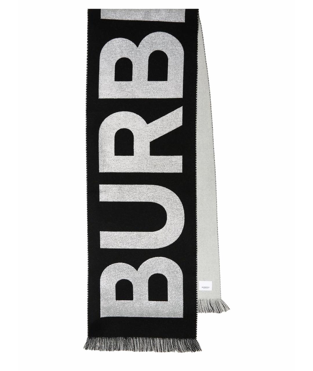 BURBERRY Черный шерстяной шарф, фото 1