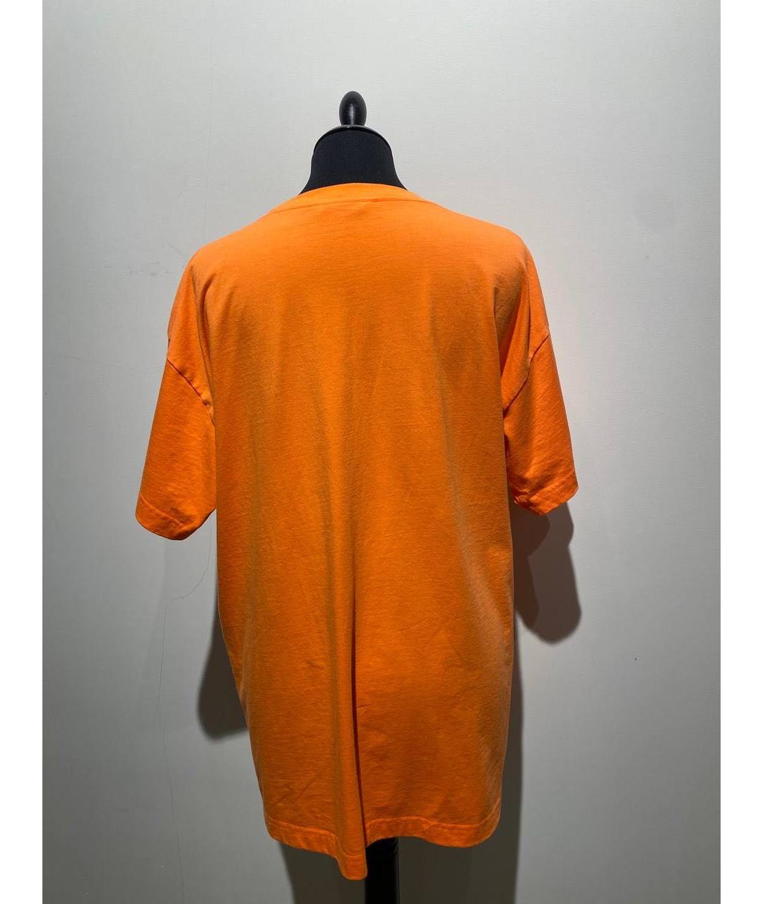 BALENCIAGA Оранжевая хлопковая футболка, фото 2