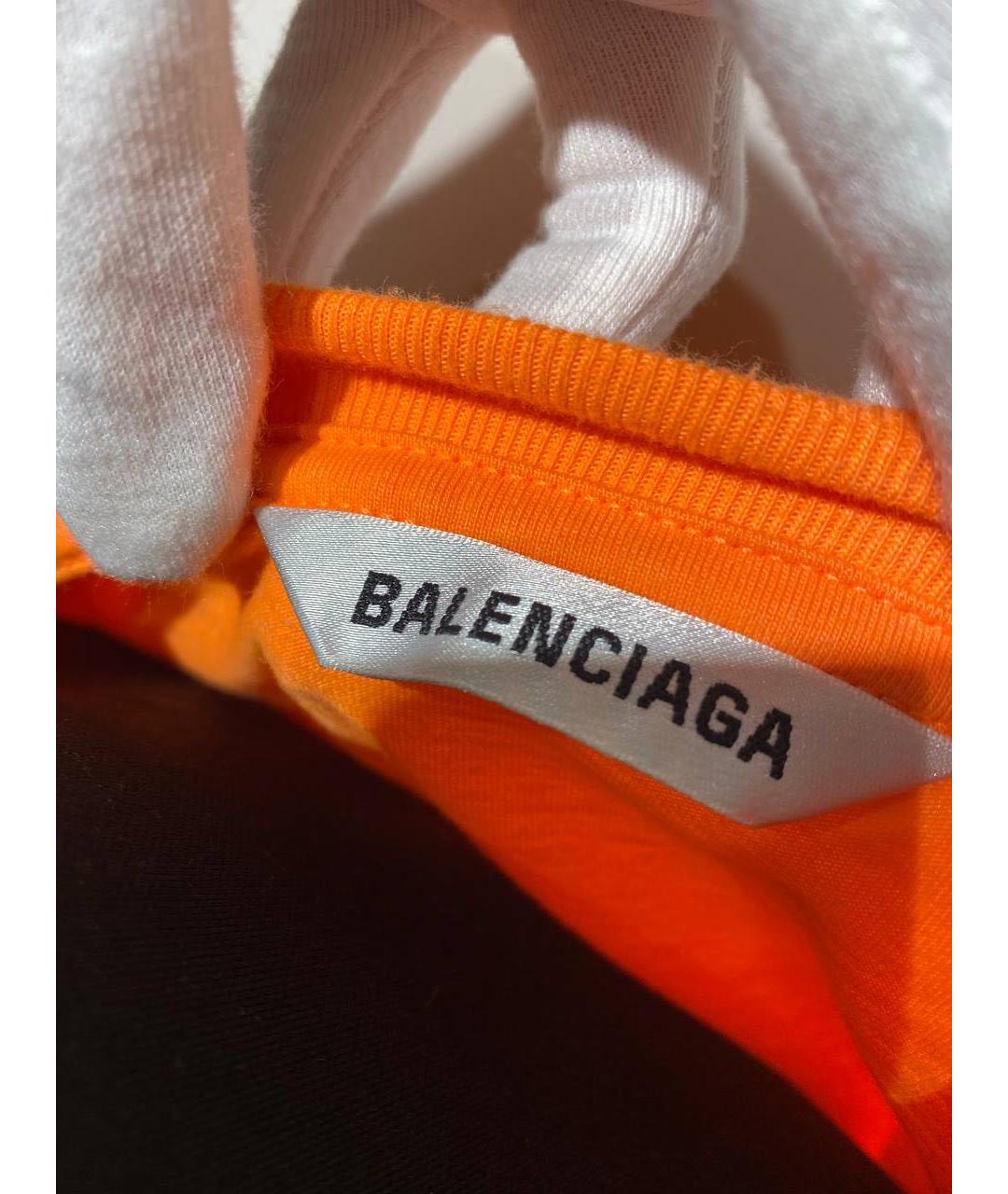 BALENCIAGA Оранжевая хлопковая футболка, фото 3