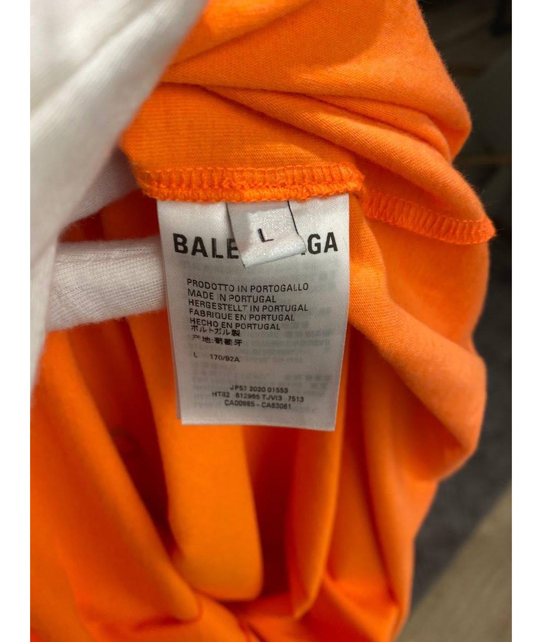 BALENCIAGA Оранжевая хлопковая футболка, фото 4
