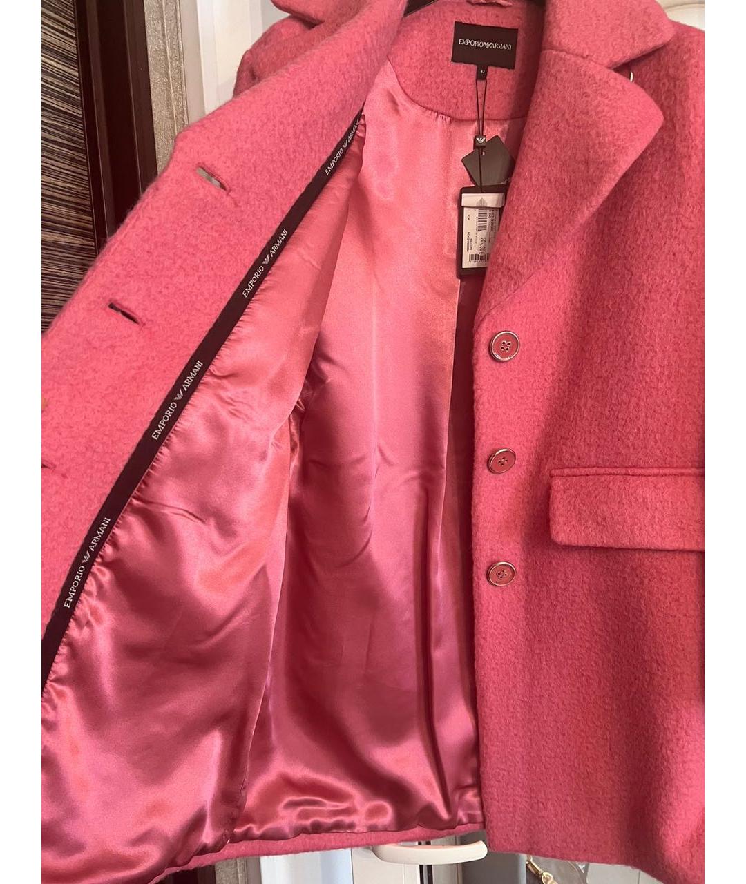 EMPORIO ARMANI Розовое шерстяное пальто, фото 3