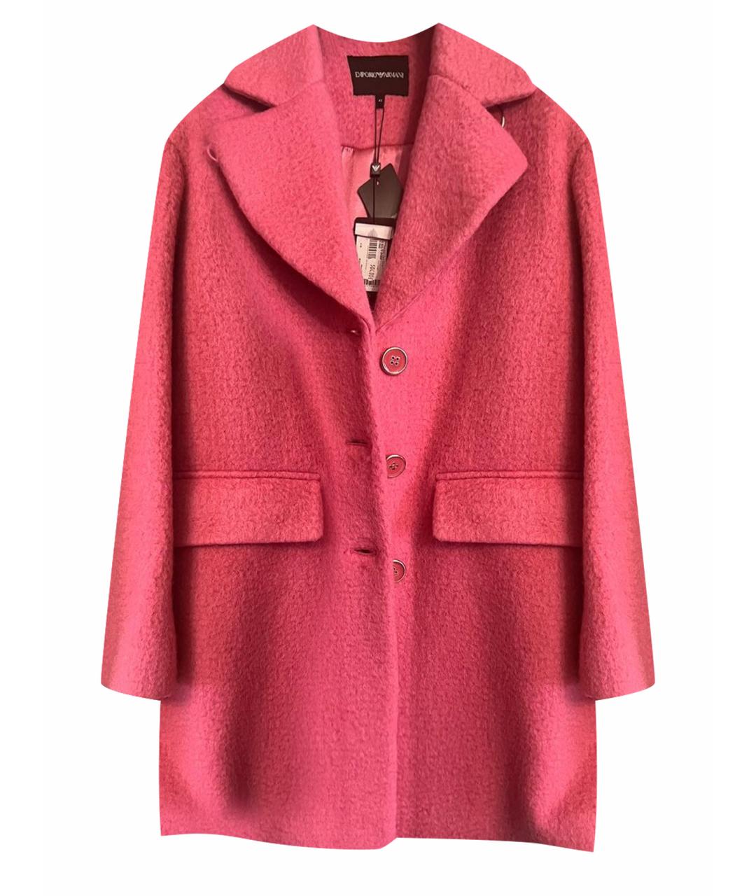 EMPORIO ARMANI Розовое шерстяное пальто, фото 1