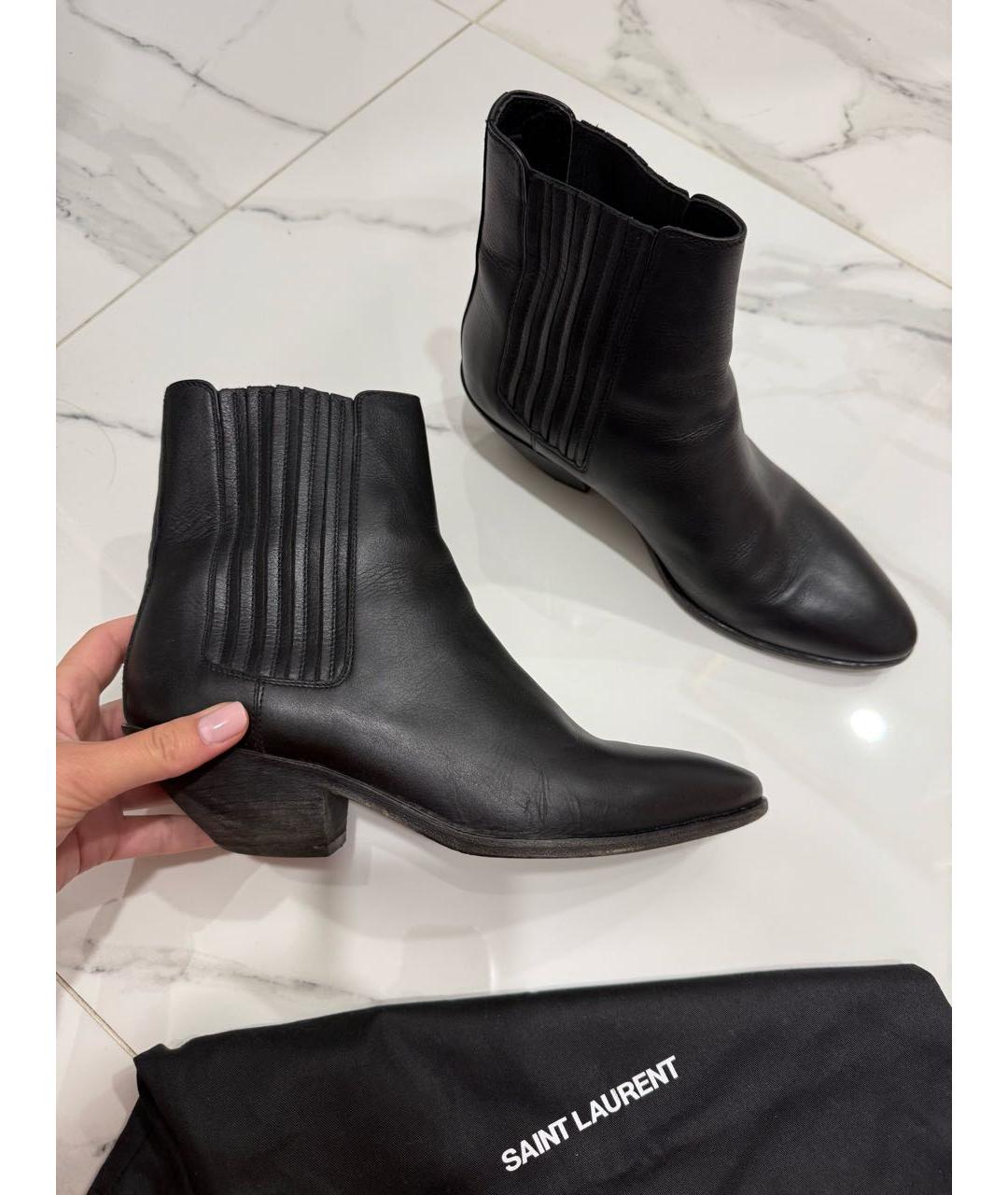 SAINT LAURENT Черные кожаные ботинки, фото 5