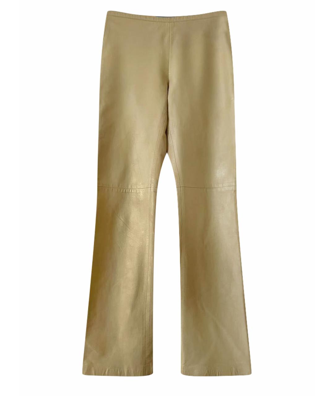 RUFFO Бежевые кожаные брюки широкие, фото 1