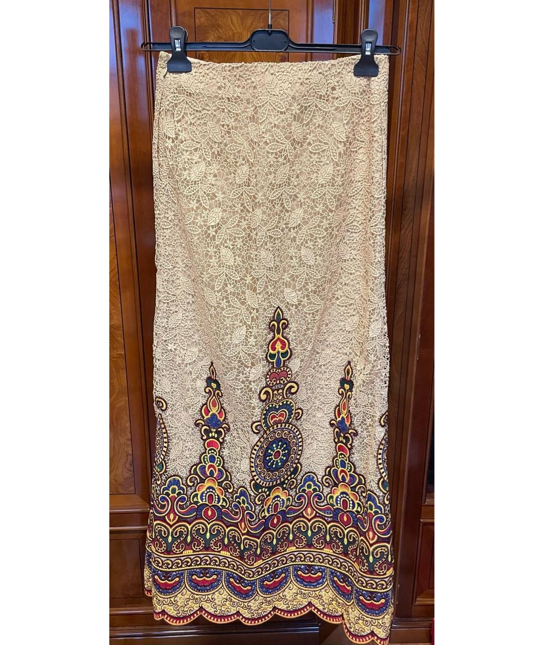 VALENTINO Бежевая хлопковая юбка макси, фото 2