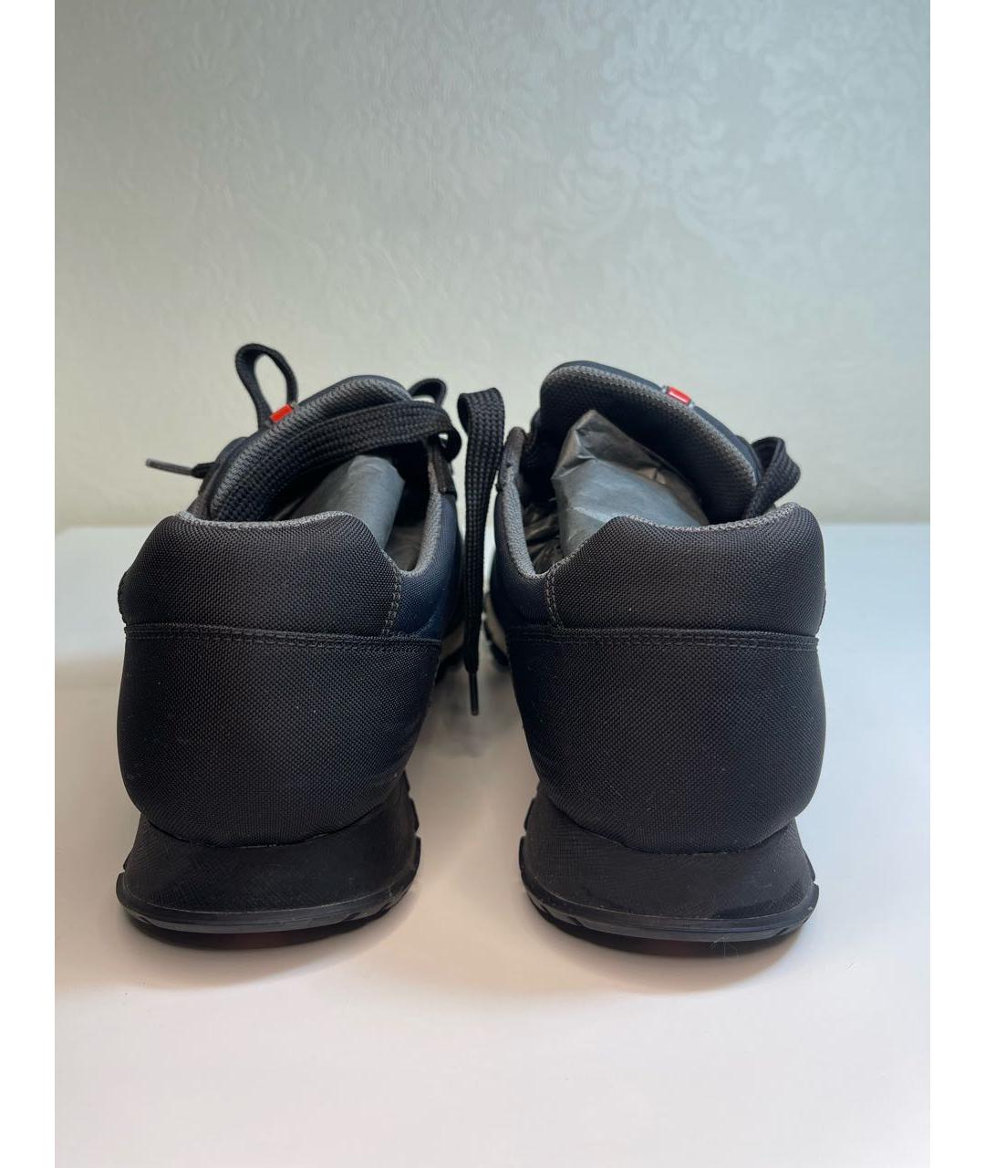 PRADA Темно-синие текстильные низкие кроссовки / кеды, фото 4