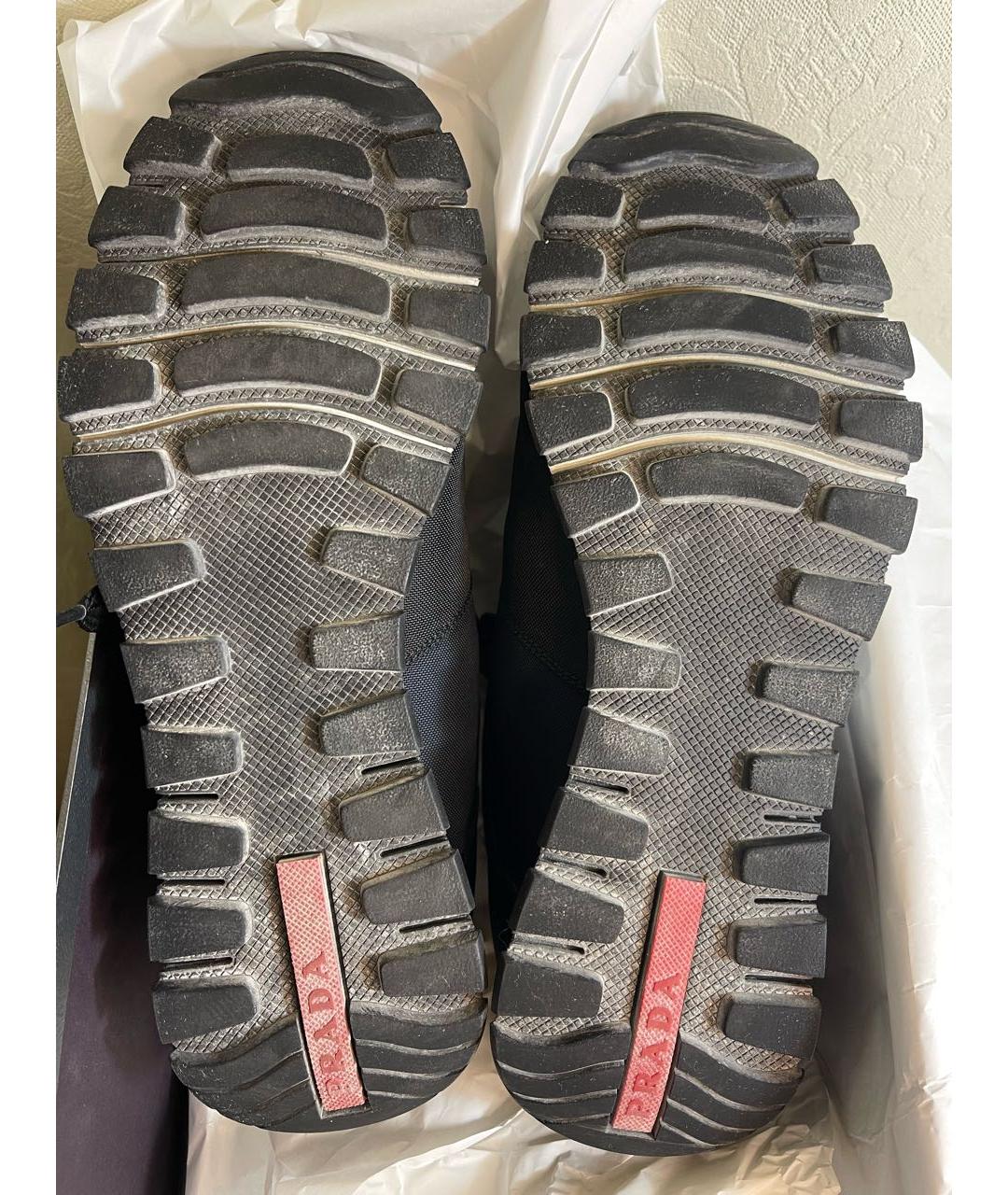 PRADA Темно-синие текстильные низкие кроссовки / кеды, фото 5