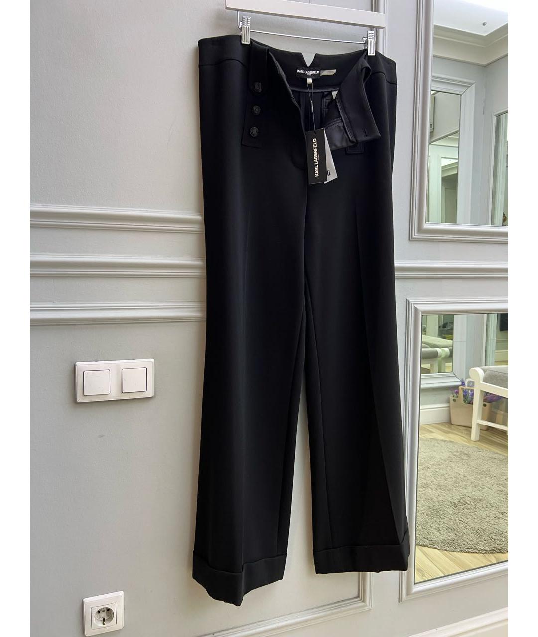 KARL LAGERFELD Черные полиэстеровые брюки широкие, фото 8