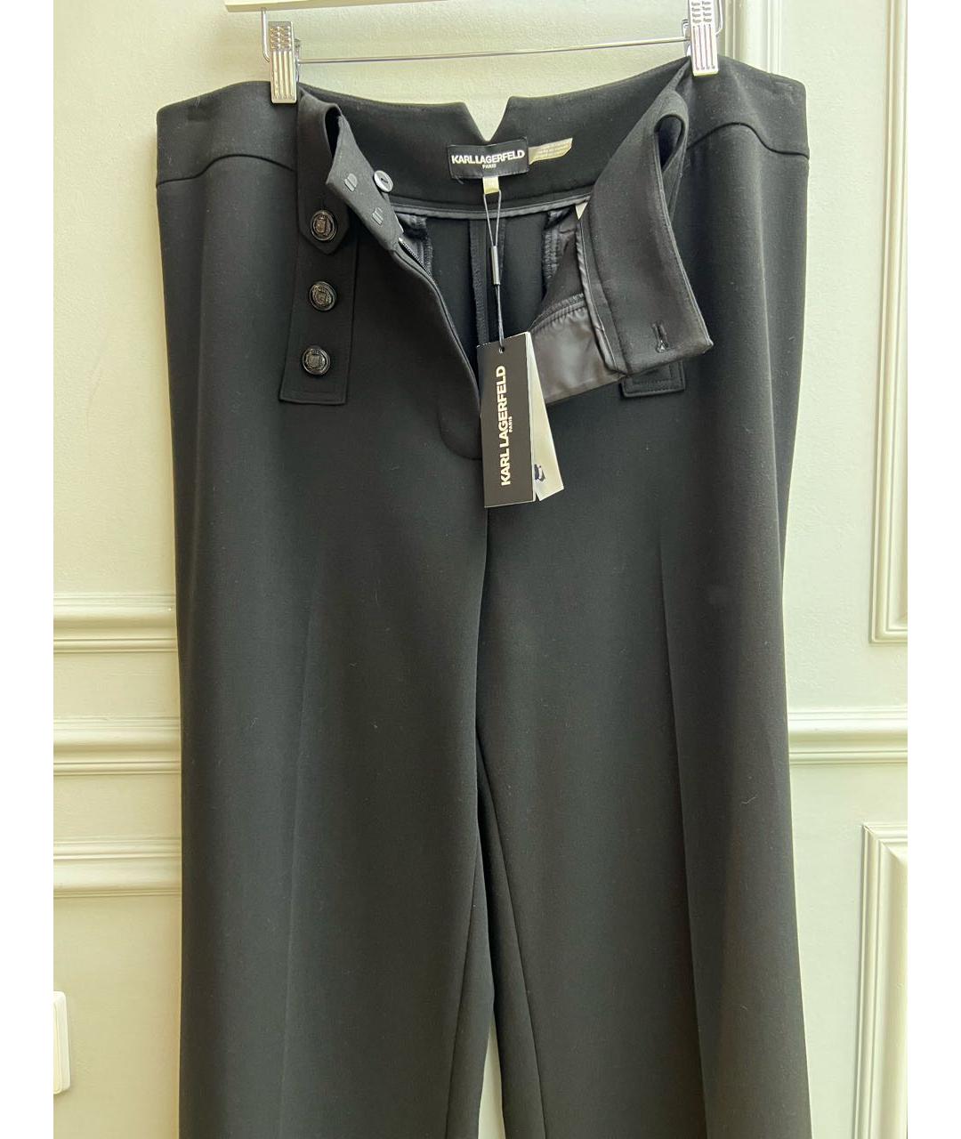 KARL LAGERFELD Черные полиэстеровые брюки широкие, фото 4