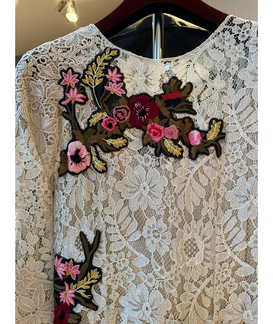 DOLCE&GABBANA Бежевое кружевное коктейльное платье, фото 4