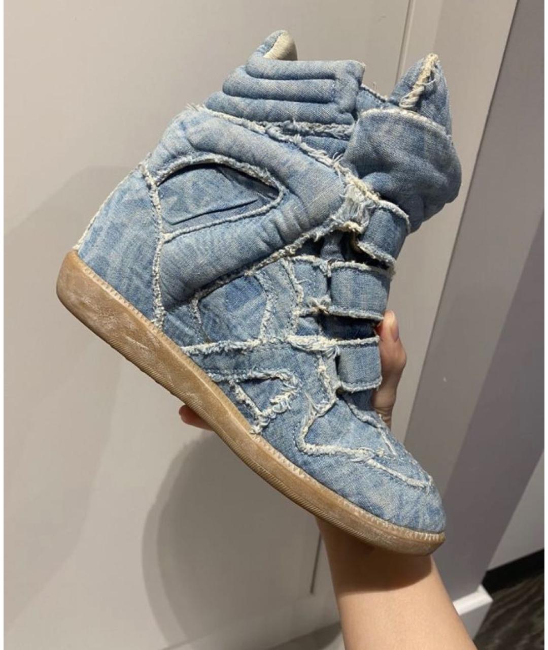 ISABEL MARANT Голубые текстильные кроссовки, фото 3