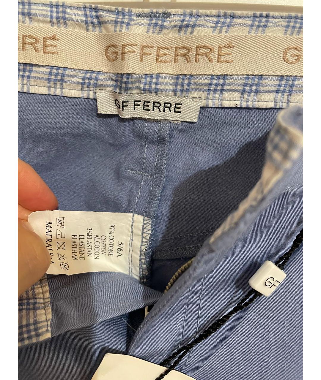 GIANFRANCO FERRE Голубые хлопковые брюки и шорты, фото 3