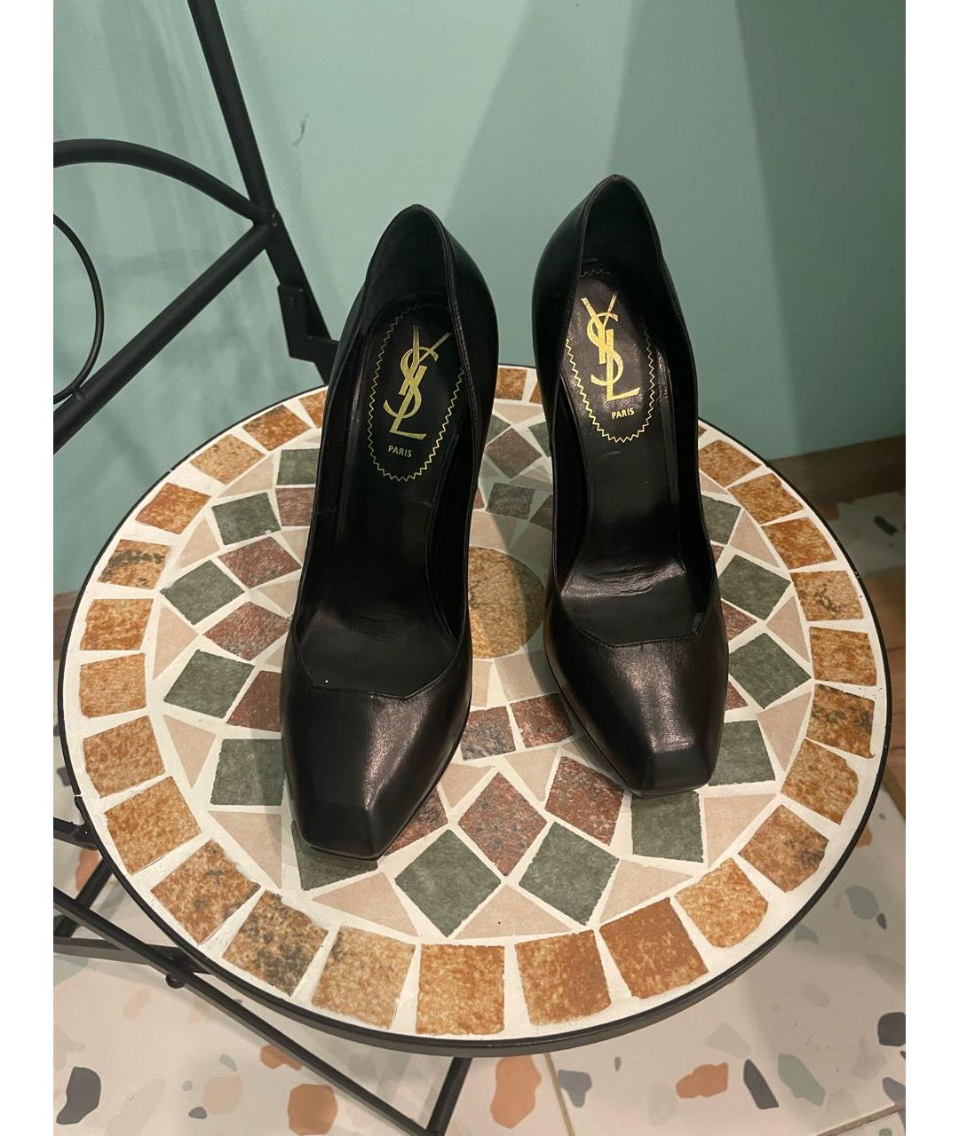 SAINT LAURENT Черные кожаные туфли, фото 7