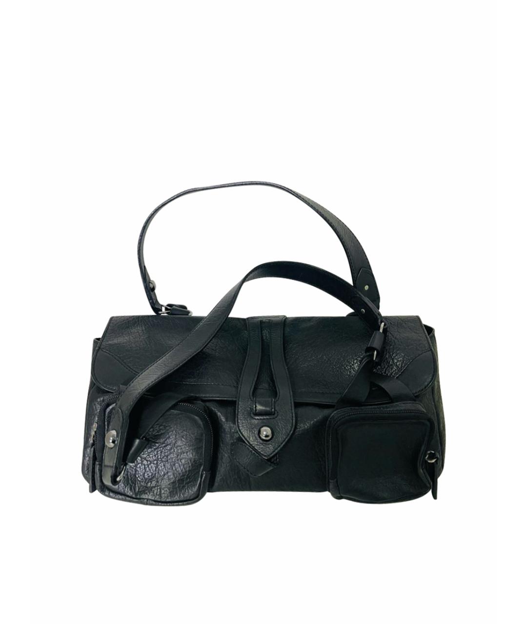 SPORTMAX Черная кожаная сумка с короткими ручками, фото 1