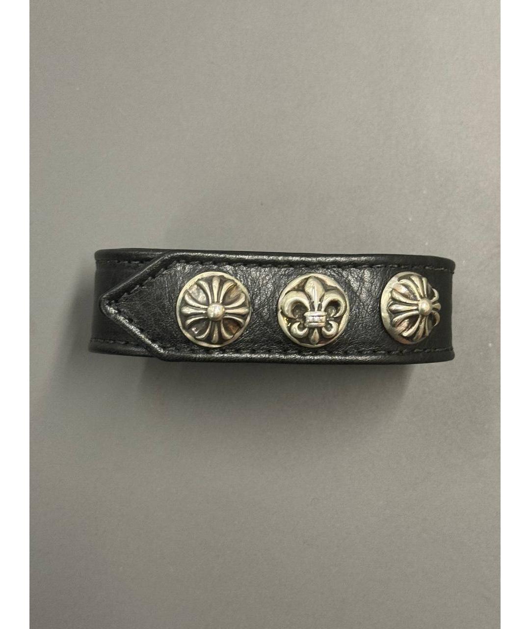 CHROME HEARTS Черный кожаный браслет, фото 3