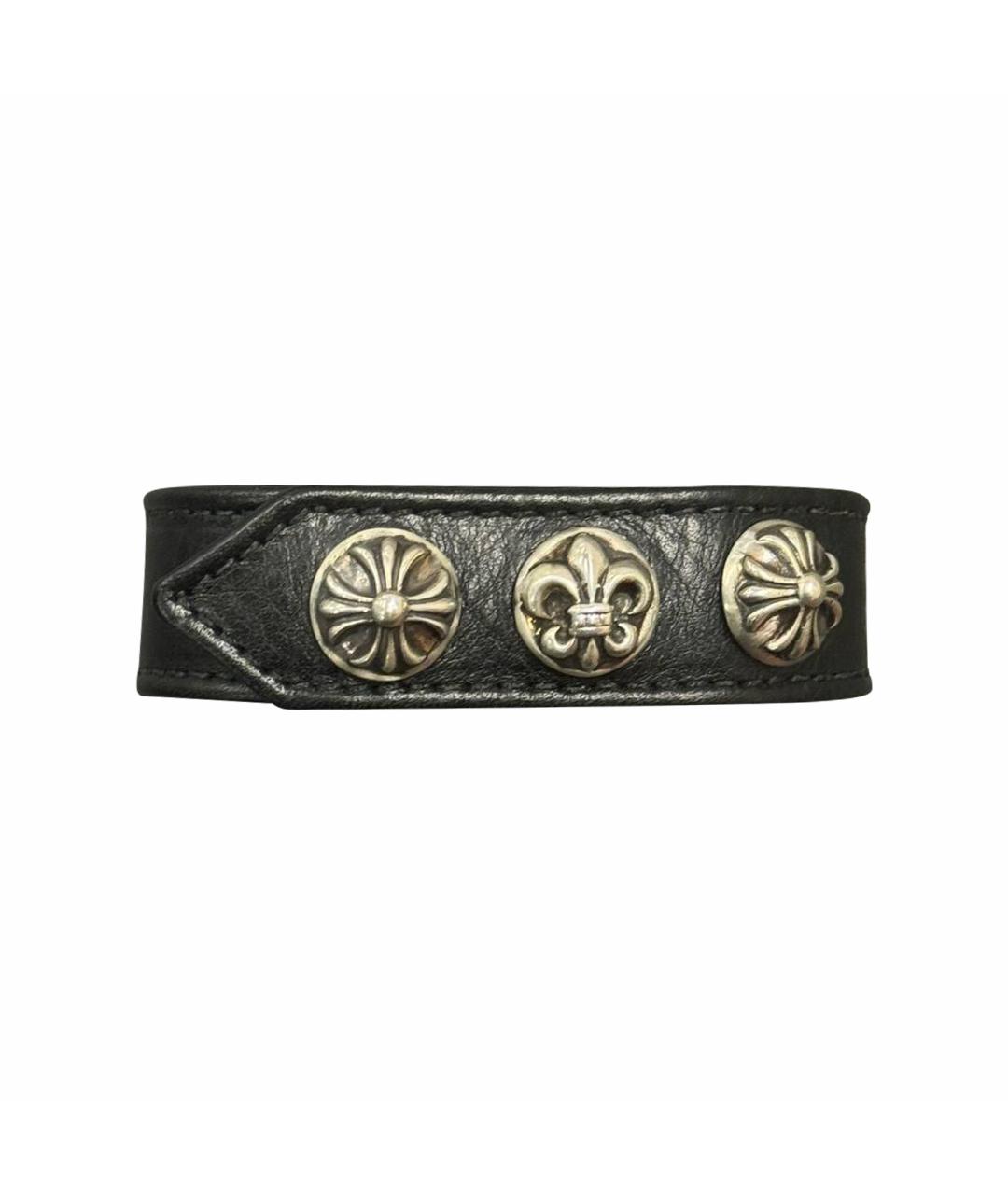 CHROME HEARTS Черный кожаный браслет, фото 1