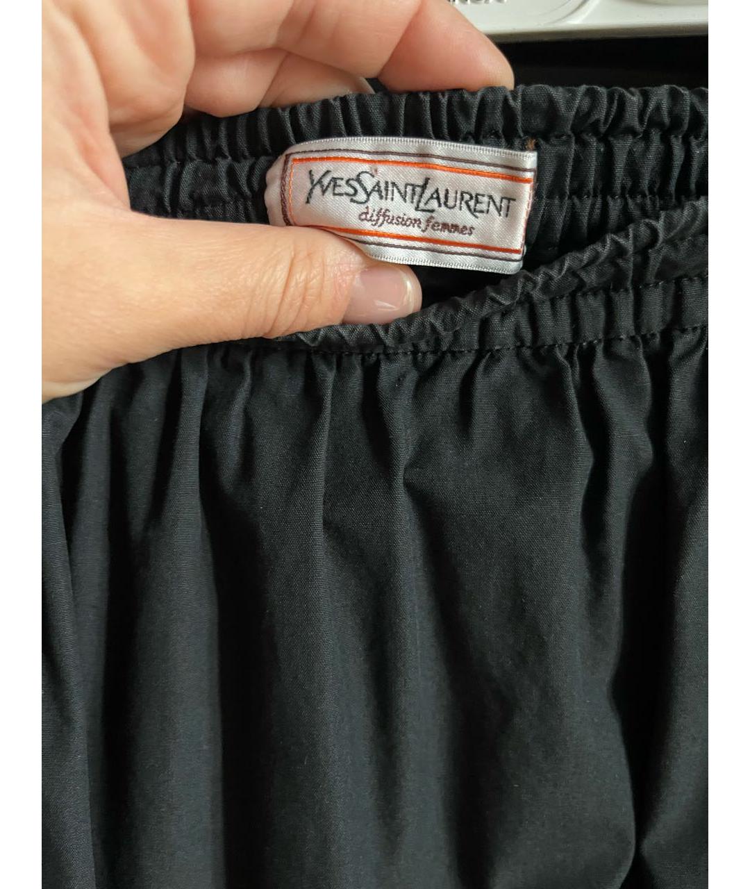 SAINT LAURENT Черная хлопковая юбка миди, фото 2