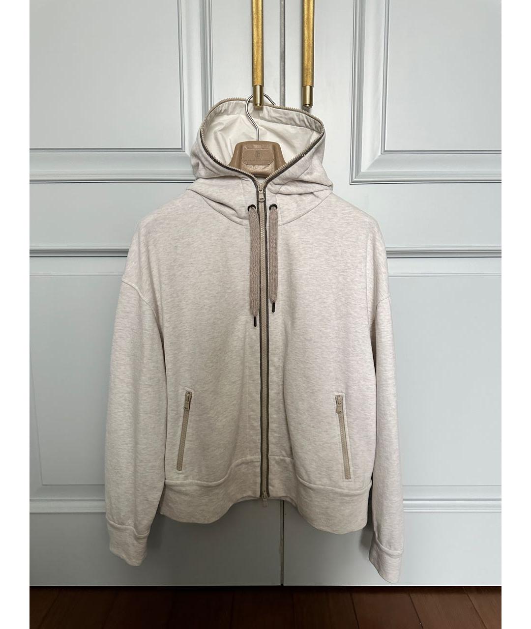 BRUNELLO CUCINELLI Бежевая хлопковая спортивная куртка, фото 4