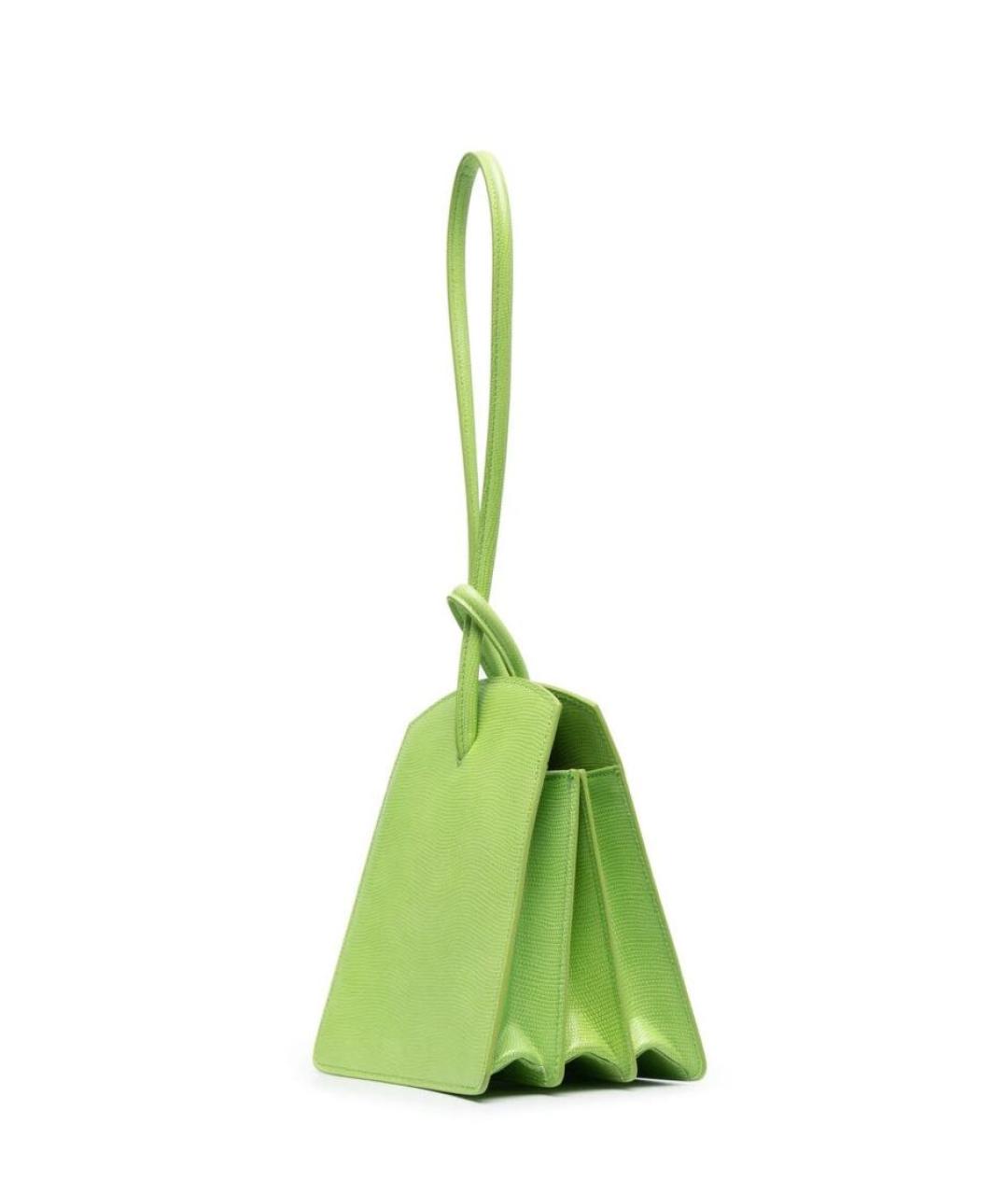 LITTLE LIFFNER Зеленая кожаная сумка с короткими ручками, фото 1