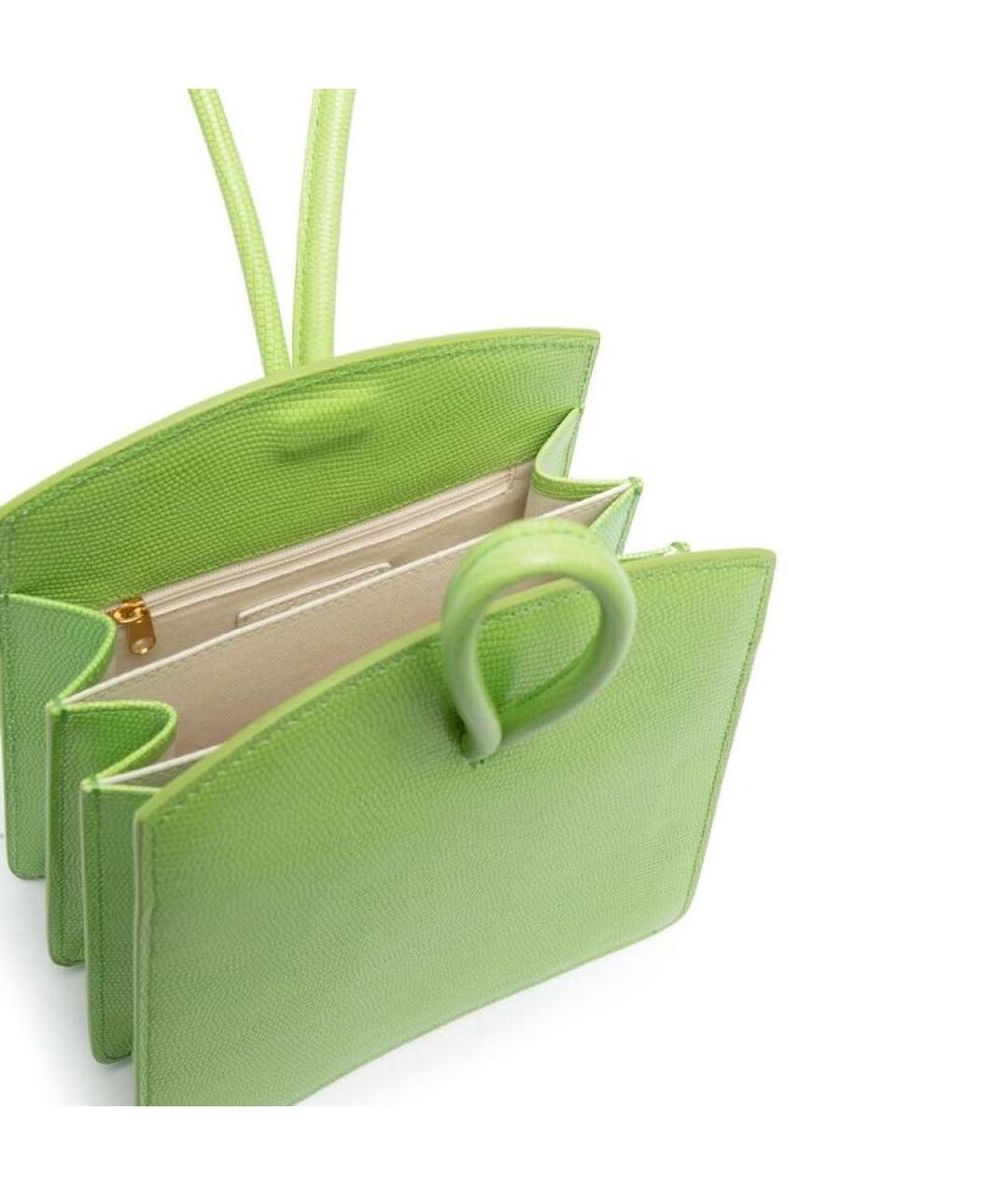 LITTLE LIFFNER Зеленая кожаная сумка с короткими ручками, фото 3