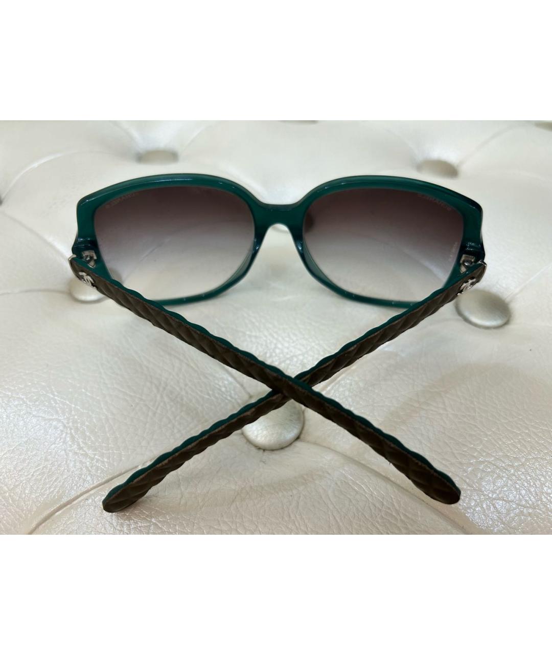 CHANEL PRE-OWNED Зеленые пластиковые солнцезащитные очки, фото 3