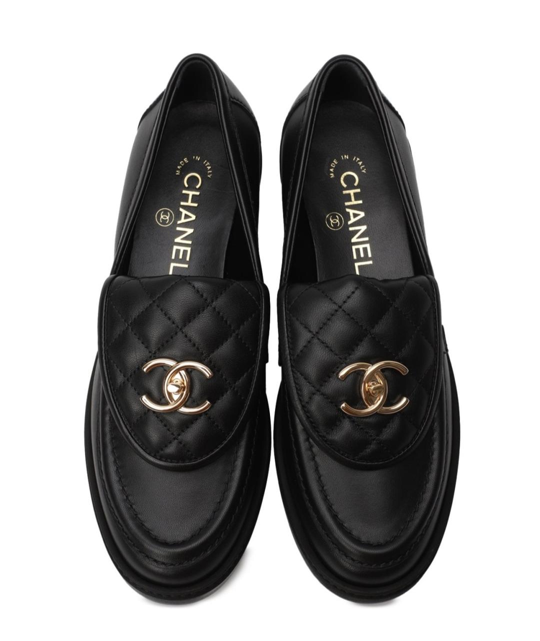 CHANEL Черные кожаные лоферы, фото 2