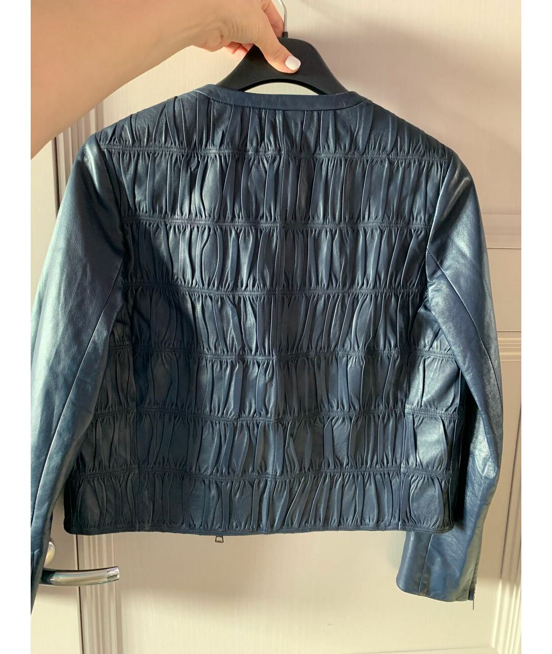 PRADA Темно-синяя кожаная куртка, фото 7