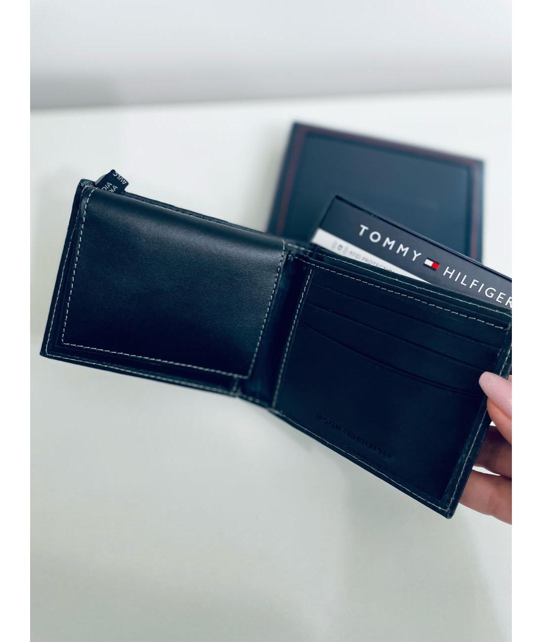 TOMMY HILFIGER Черный кожаный кошелек, фото 3