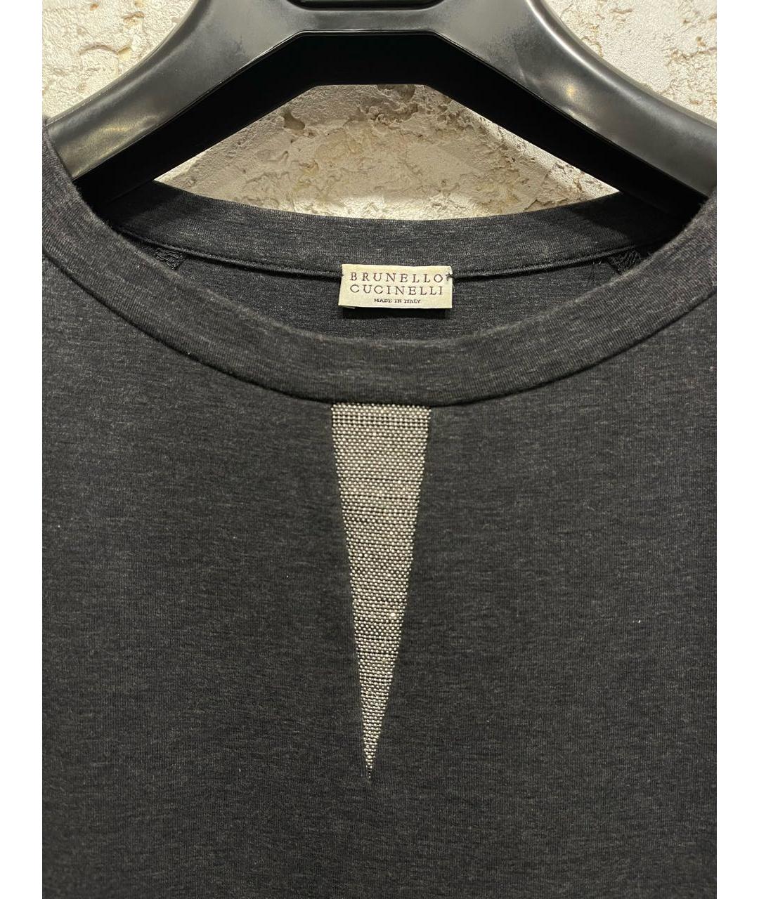 BRUNELLO CUCINELLI Антрацитовое хлопковое повседневное платье, фото 4