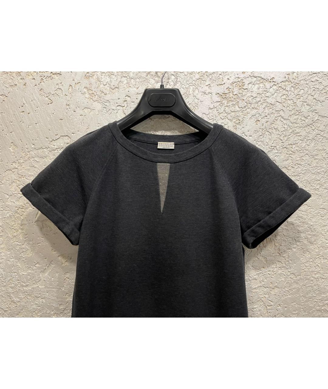 BRUNELLO CUCINELLI Антрацитовое хлопковое повседневное платье, фото 2