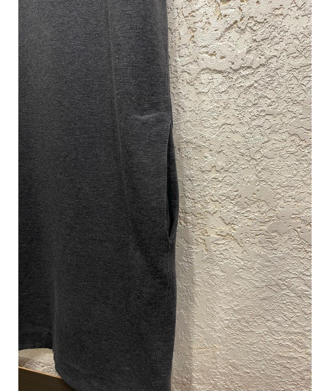 BRUNELLO CUCINELLI Антрацитовое хлопковое повседневное платье, фото 5