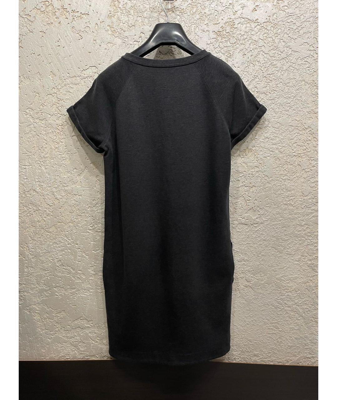 BRUNELLO CUCINELLI Антрацитовое хлопковое повседневное платье, фото 8