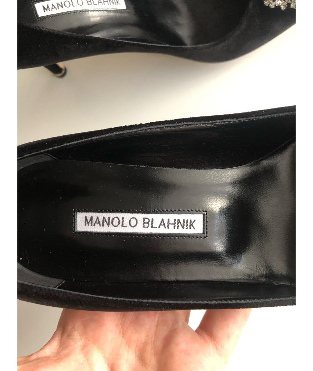 MANOLO BLAHNIK Черные бархатные туфли, фото 5